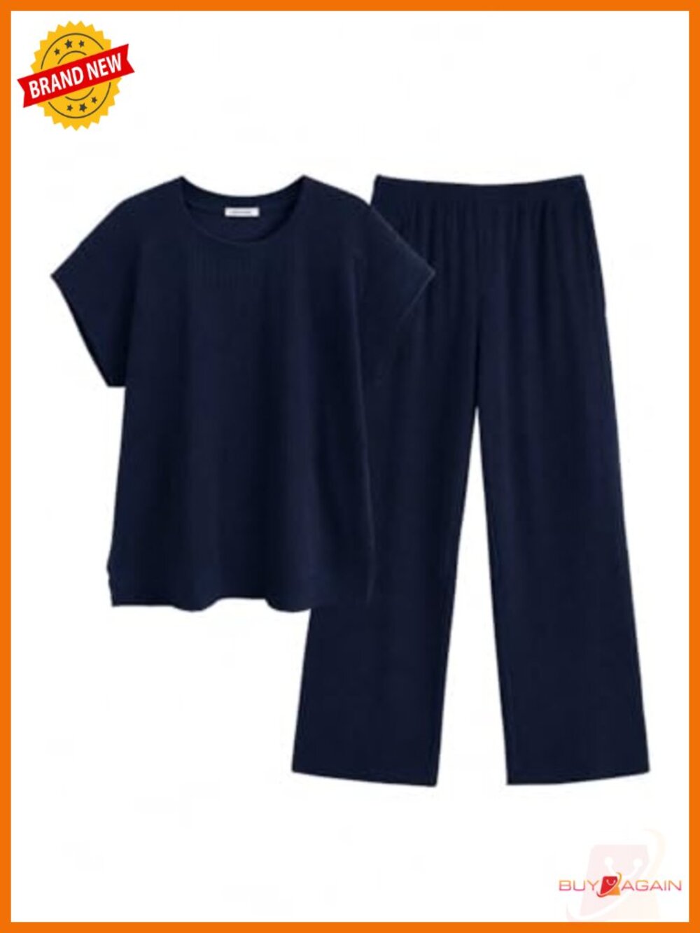 Ribbed Knit Short Sleeve Wide Leg Pant Set